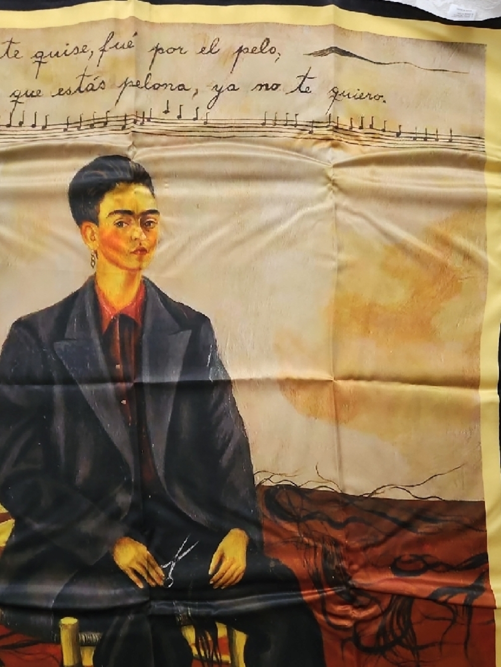 Frida Kahlo Self- Portrait Silk Scarf, 34" X 34". NWOT